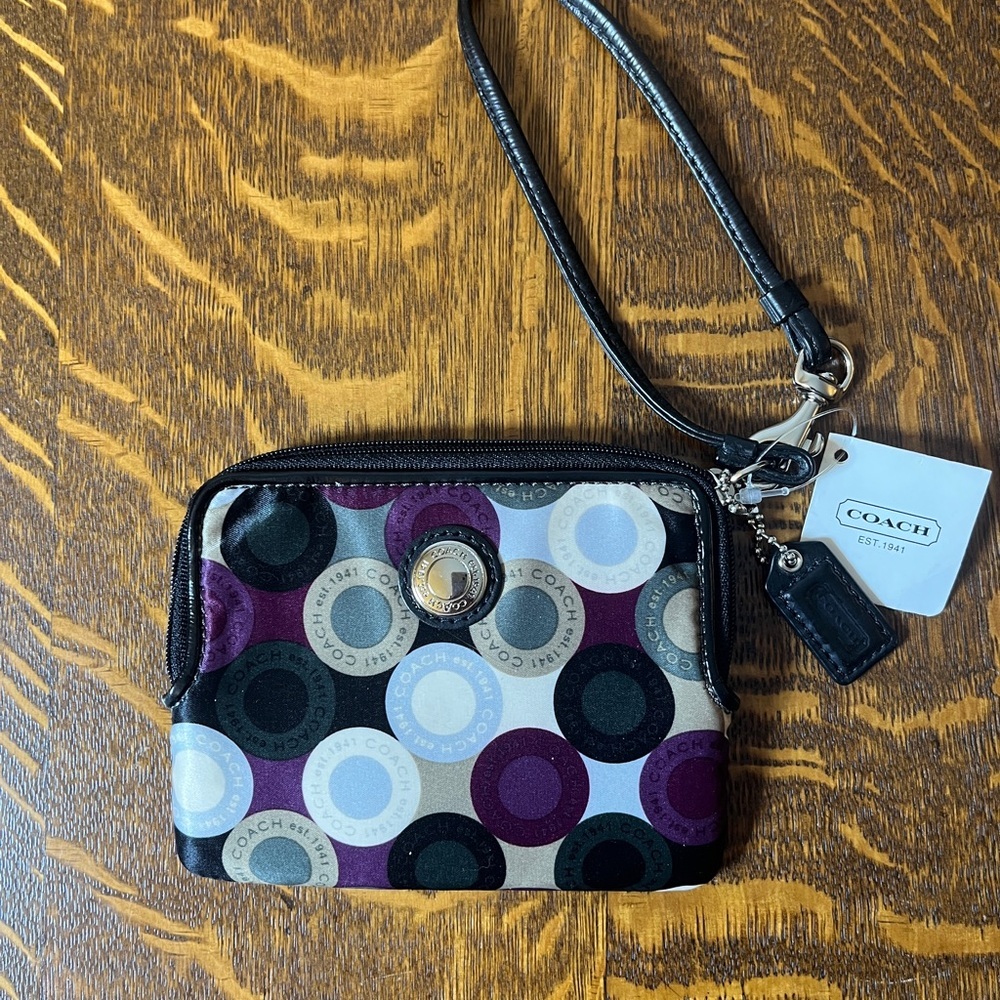 Coach Multicolor Op Art Satin Wristlet